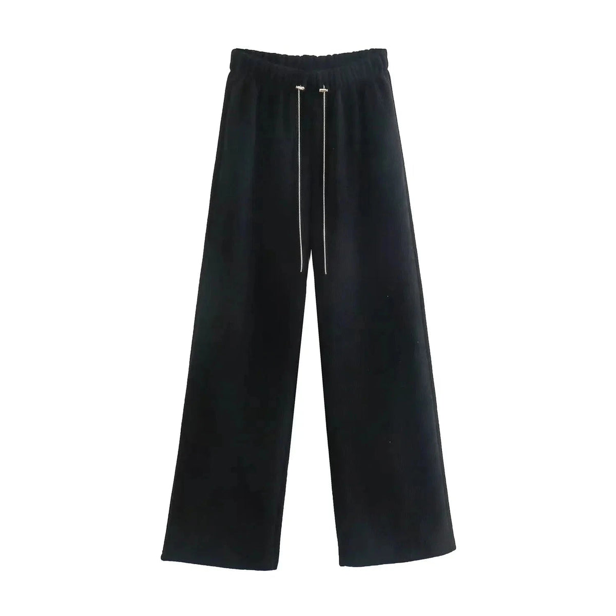 L / Black High Quality Chenille Inner Brush Loose Ladies Sweatpants YK2 Waist Drawstring buckle Female Trousers Joggers Women