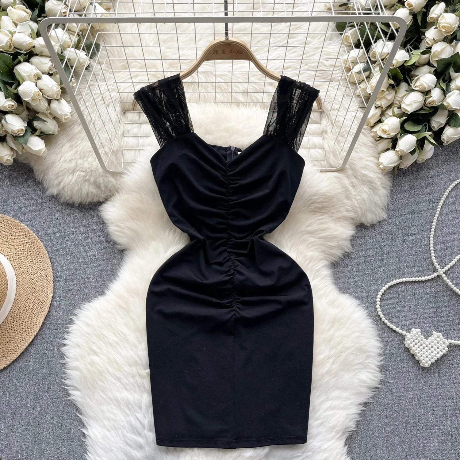 L / Black Ladies Hot Sale Casual Mid-length Dress Women's Summer New Style Fashion Off-the-shoulder Dress