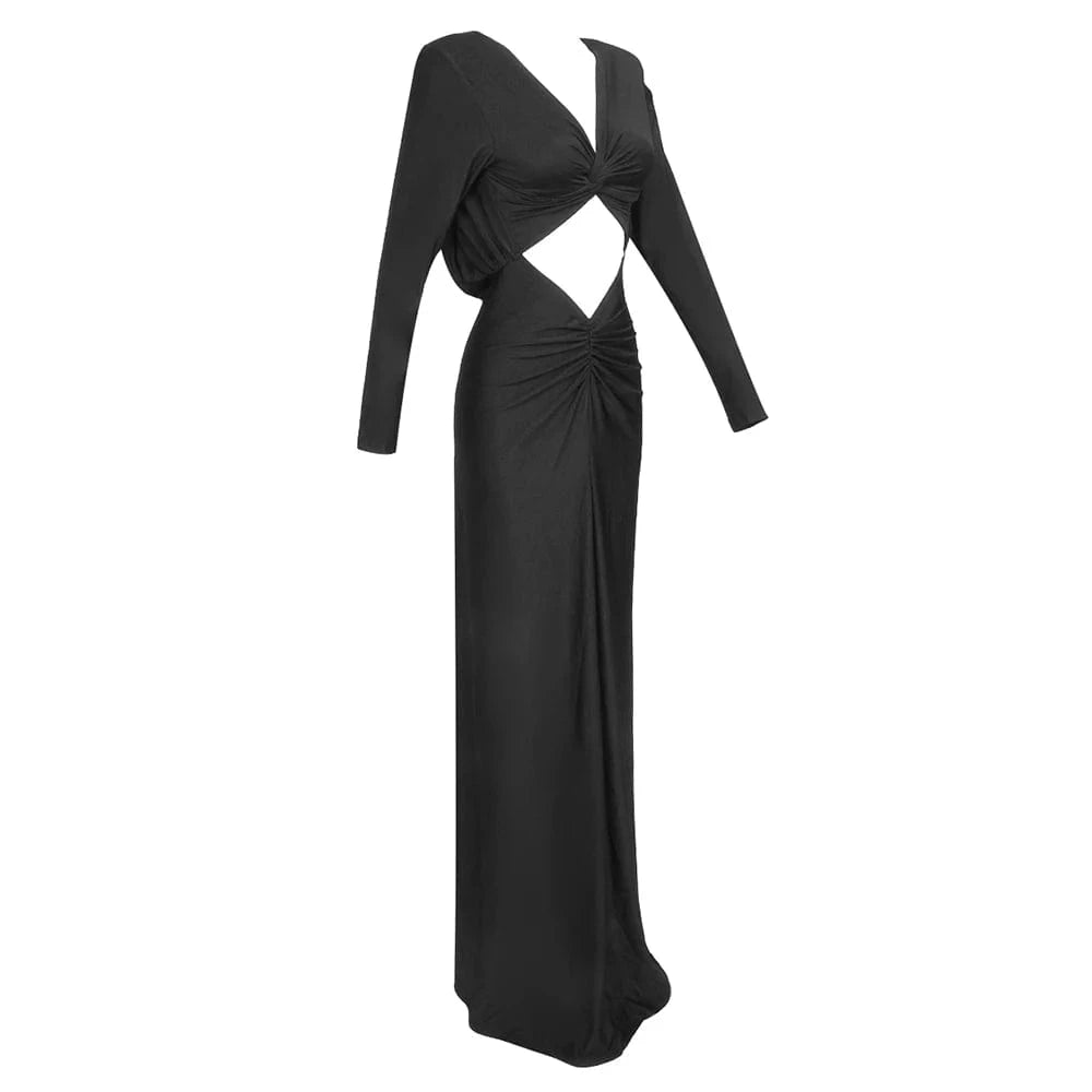 L / Black New Fashion Women's Elegant Hollow Out Cross Maxi Dress Party Club Prom Dresses
