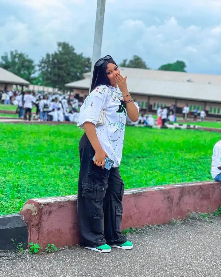 L / Black New Women's Loose Hip Hop High-waisted Multi-pocket Washed Casual Cargo Jean Pants