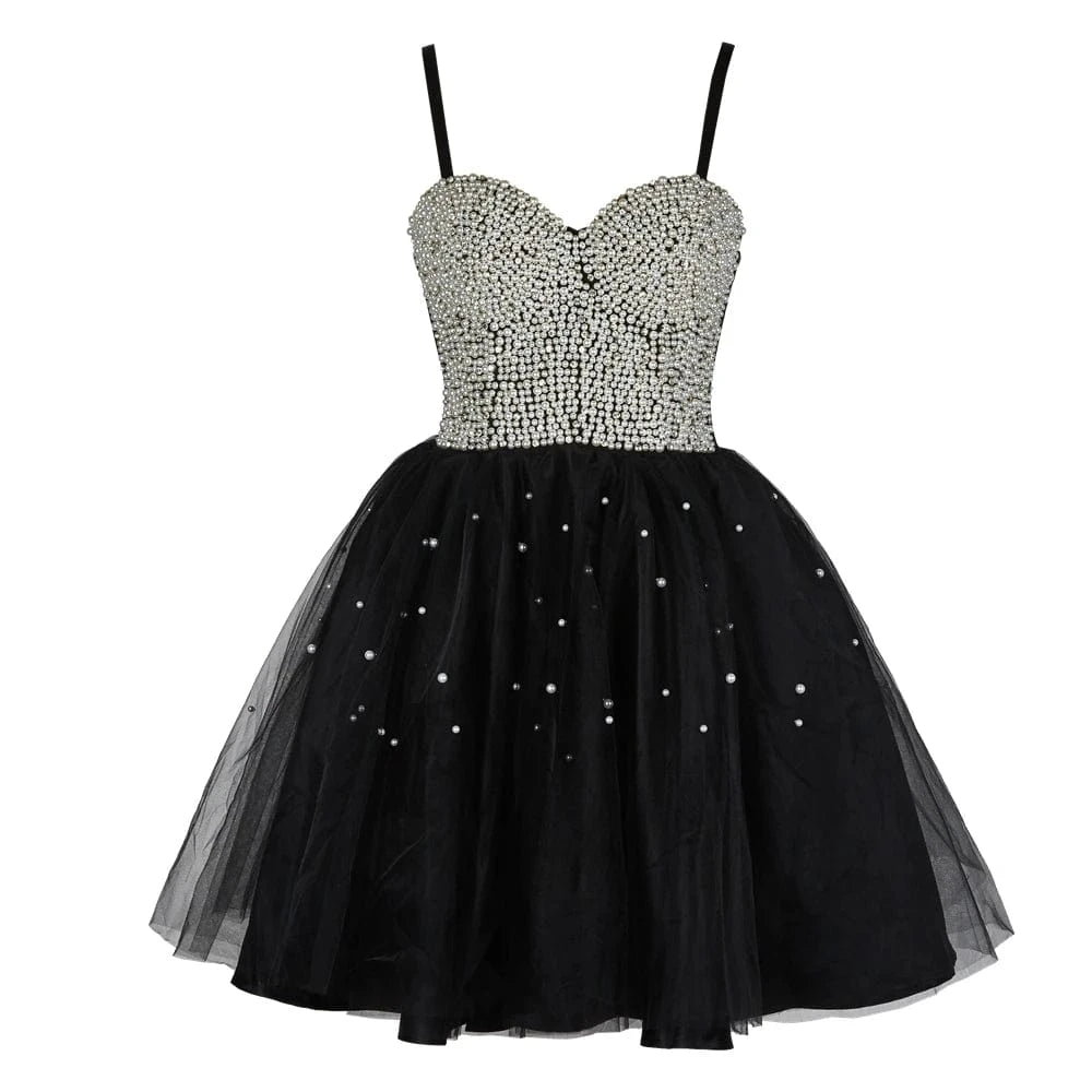 L / Black western bridesmaid chiffon beaded girls dinner party wedding short fashion evening dresses