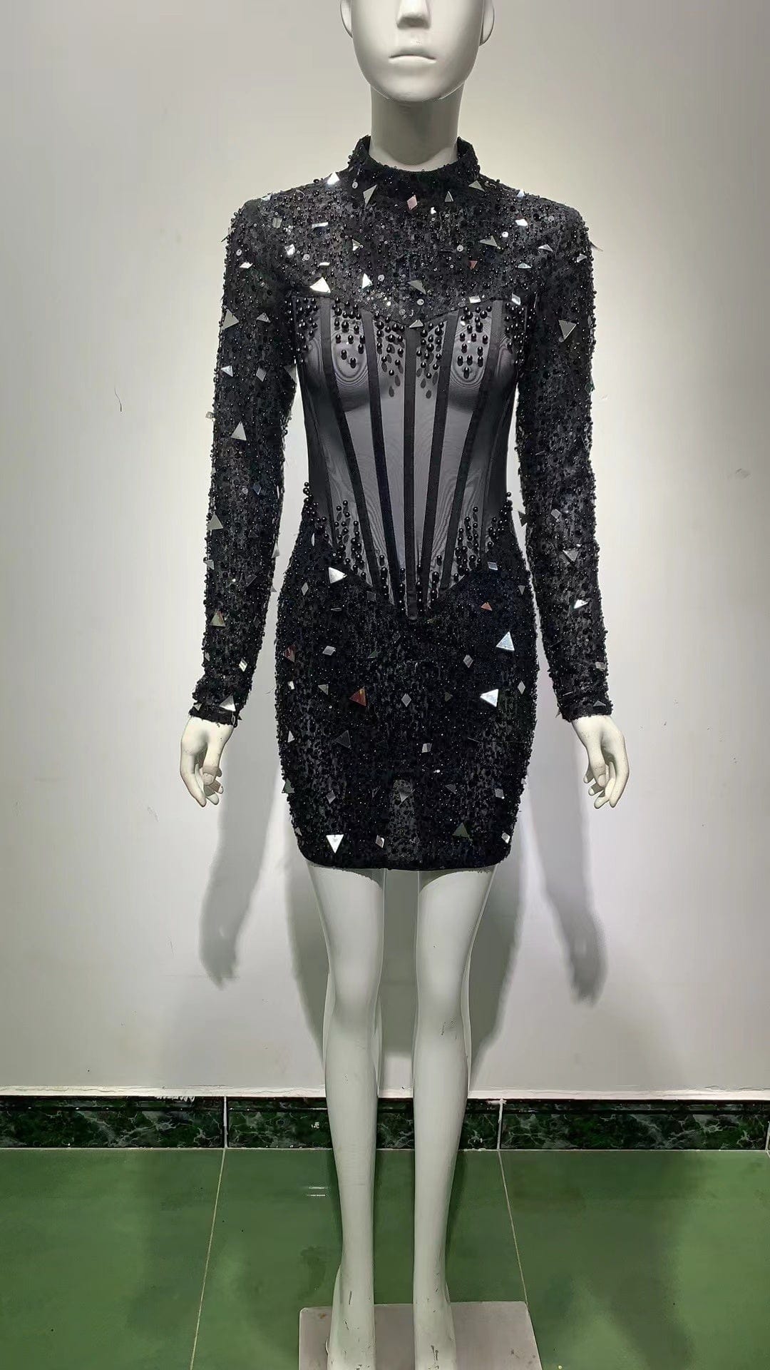 L / black Womens Luxury Clothing 2022 Ladies Hand Beading Celebrity  Evening  Party Long Sleeve Runway Dresses