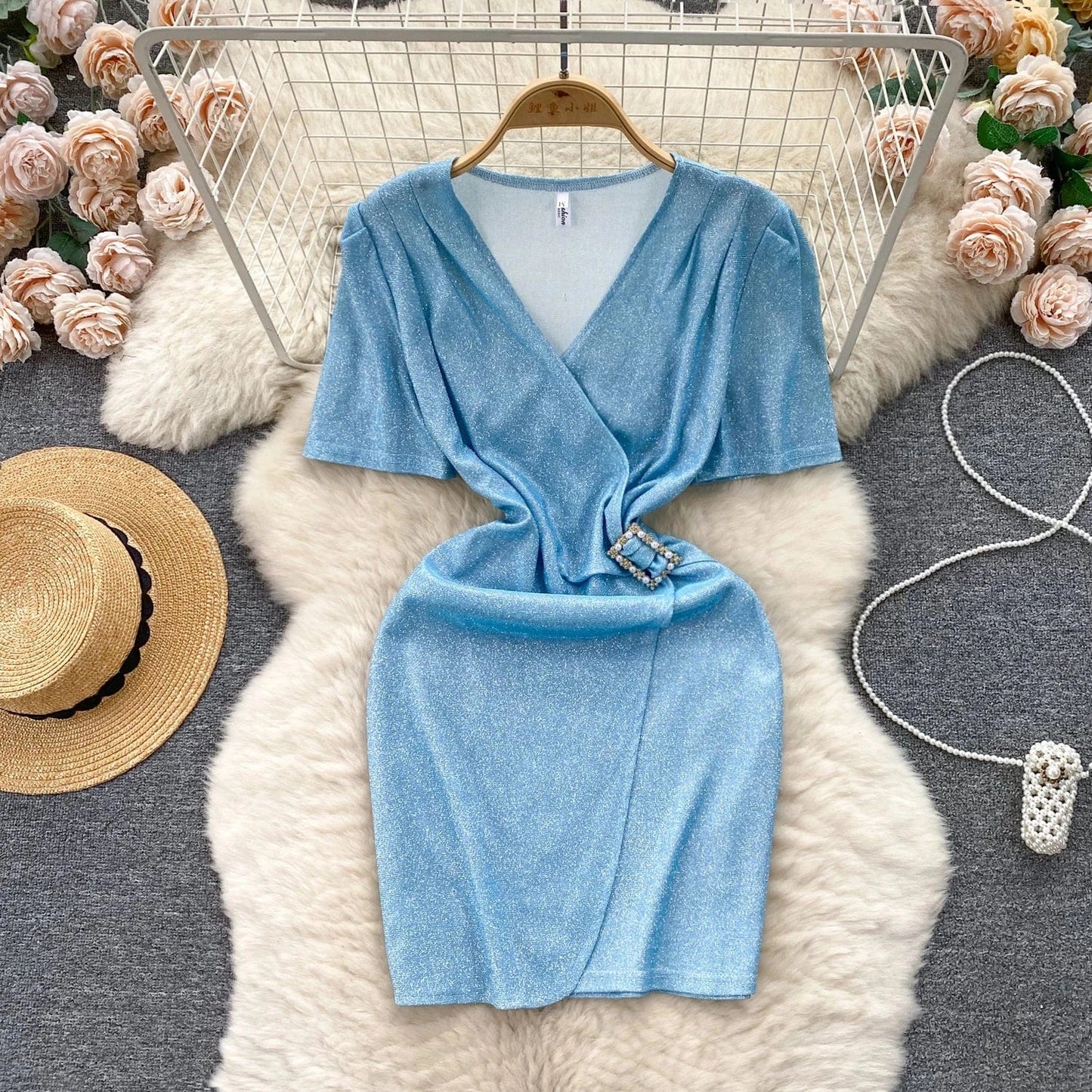 L / Blue Sexy Hip Dress For Women Ladies Elegant Dresses Clothes Women