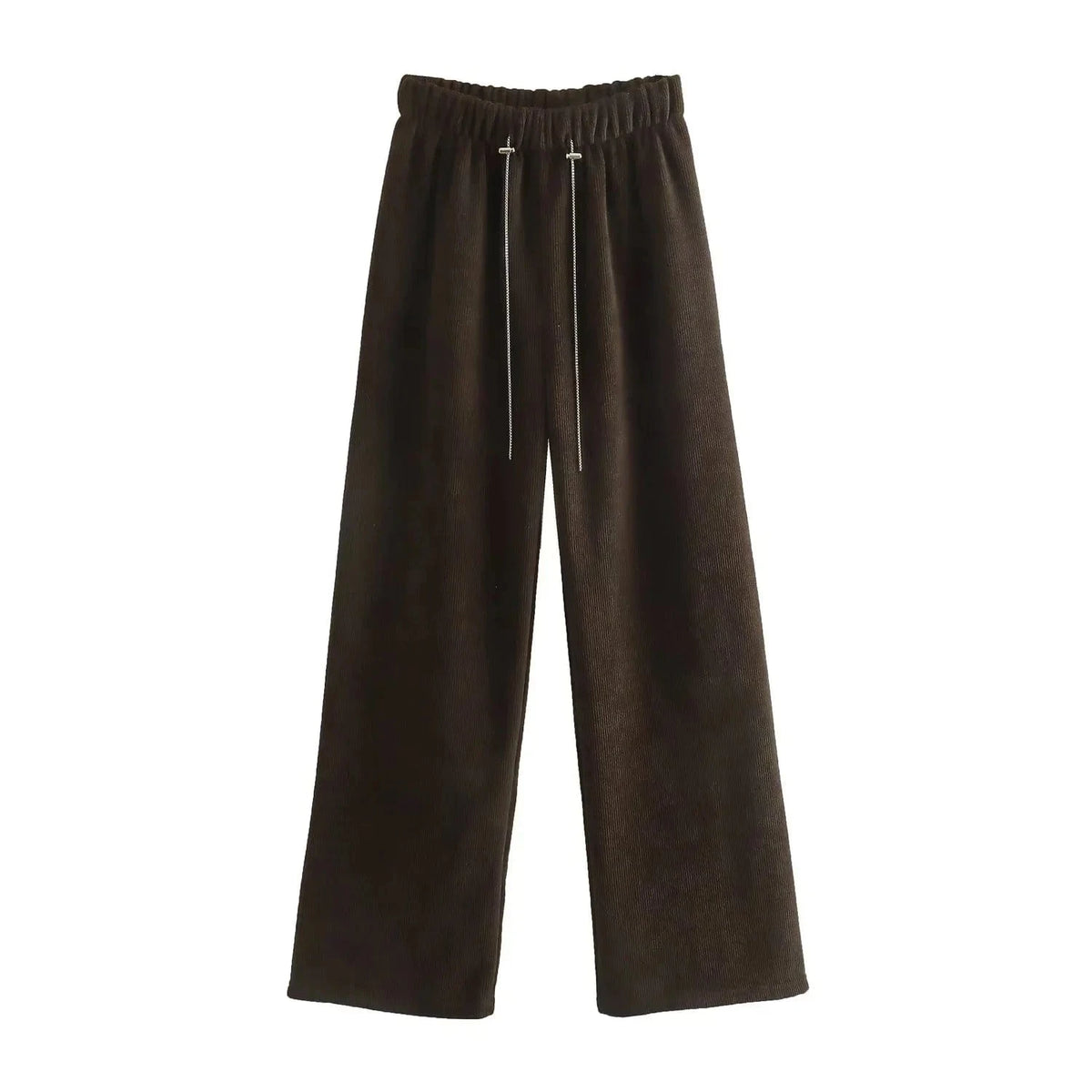 L / Brown High Quality Chenille Inner Brush Loose Ladies Sweatpants YK2 Waist Drawstring buckle Female Trousers Joggers Women