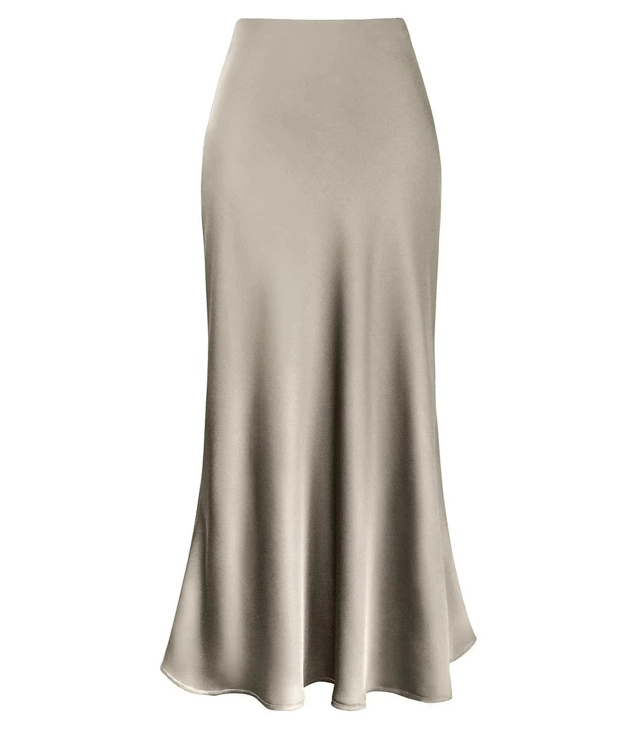 L / Champagne 2024 Spring And Summer Women's Skirt Gentle Temperament Silky Texture Vertical High Waist Fishtail Ladies Fashion Skirt