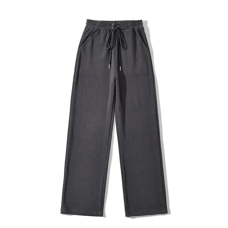 L / Charcoal High Quality Loose Ladies Sweatpants Shoe Loop Waistband Sport Long Running Pants Female Trousers Women Joggers Pants