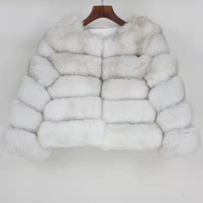 L / color24 Fashion Winter Warm  Coat Real Fox Fur Jacket Women Natural Fur coat women