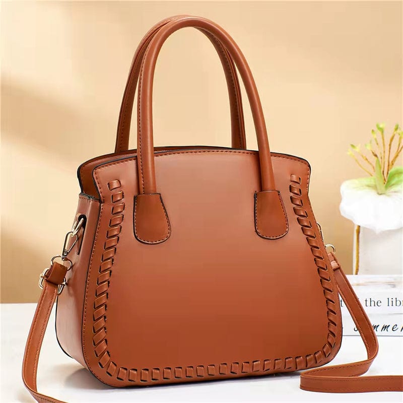 L / Earthy yellow 2022 New pure color simple large capacity single shoulder bag factory wholesale cross-body bag leather women hand bags handbags