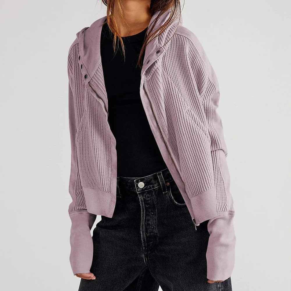 L / EWLA020 Trendy Hooded Sweatshirt Button With Pockets Plain Full Zip Up Custom Blank Hoodie