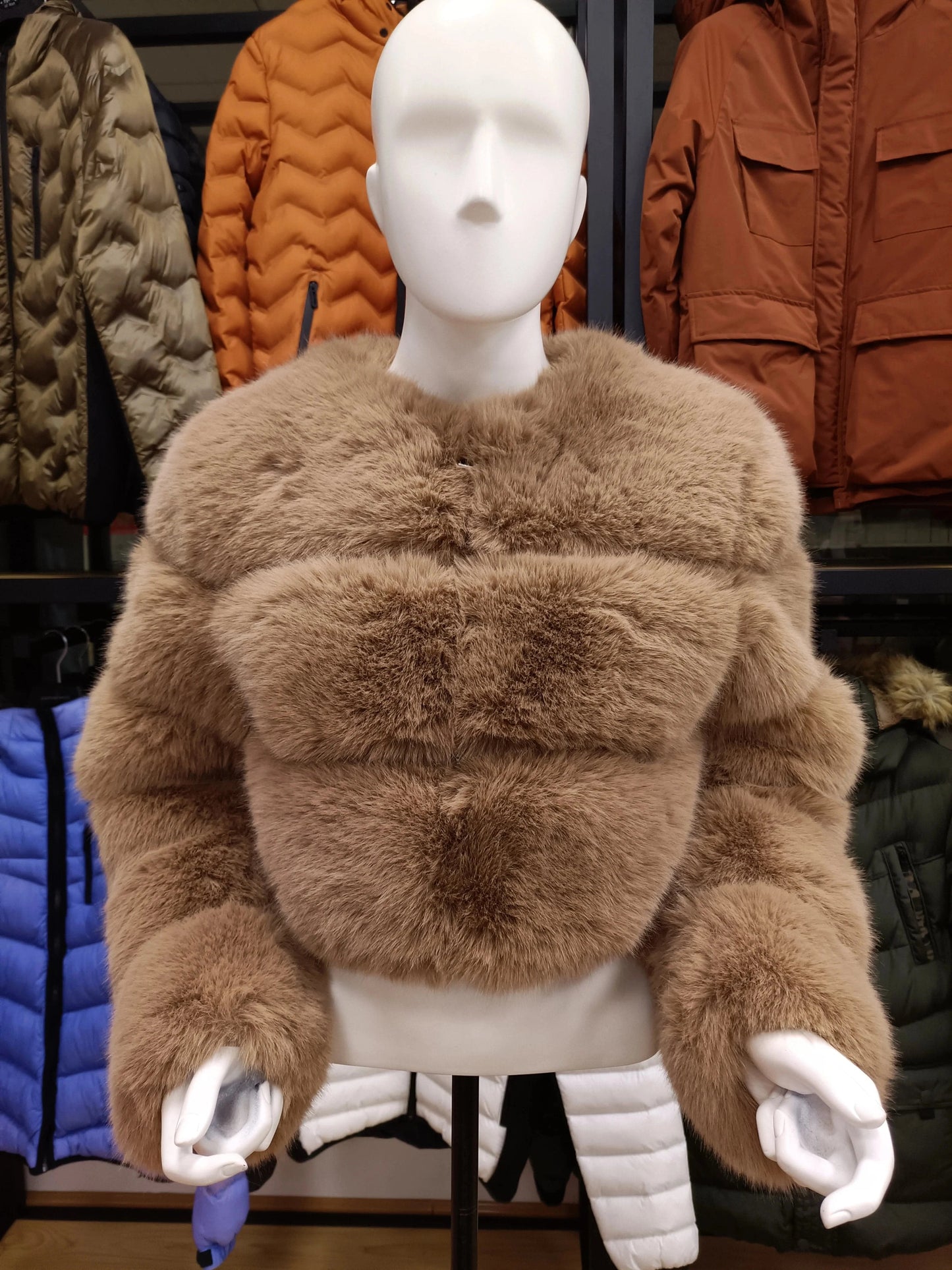 L / Faux Fur Coat 15 2024 New Arrivals Women Winter Clothes Faux Crop Hoodies Fur Jacket Fashion Long Fur Coat