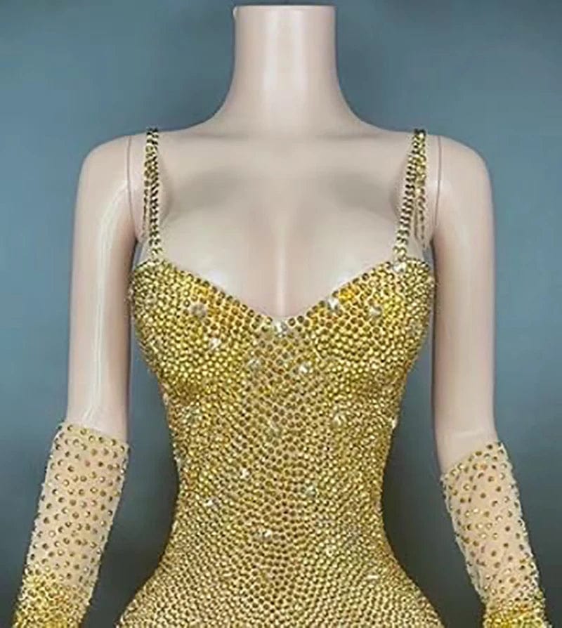 L / golden NOVANCE Y1738-N women dress wholesale women's jumpsuit with rhinestones sexy short jumpsuits for party for club