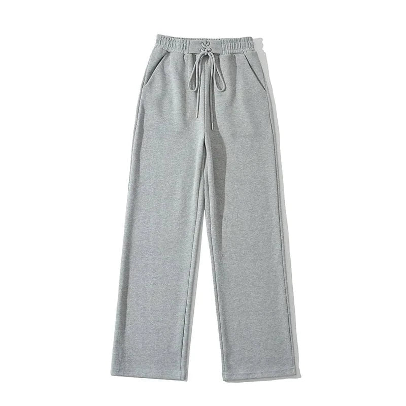 L / Gray High Quality Loose Ladies Sweatpants Shoe Loop Waistband Sport Long Running Pants Female Trousers Women Joggers Pants