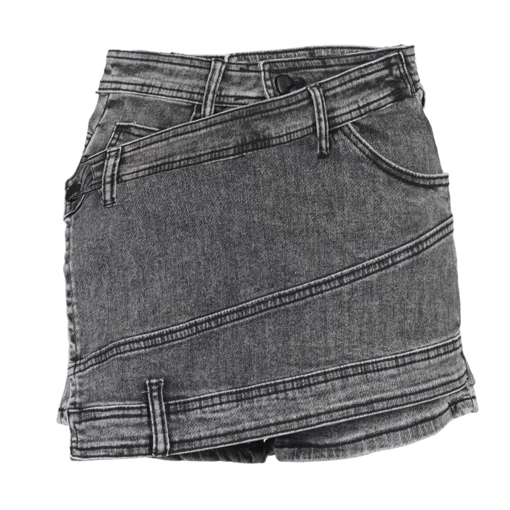 L / Gray OUDINA Wholesale New Asymmetrical Gray Culottes De Femmes Casual Jean Short Denim Shorts For Women