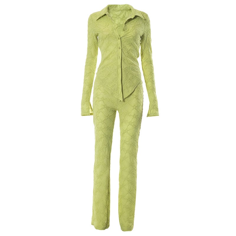 L / green 35362 Private Label Custom 2 Piece Pant Set Lounge Wear Women's Set