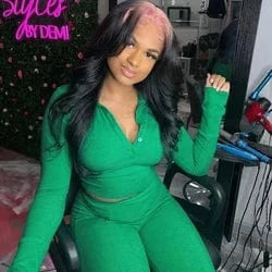 L / green Casual Autumn Ribbed 2 Piece Set Women Outfit Solid Polo-Neck Buttons Long Sleeve Skinny Women's Sets