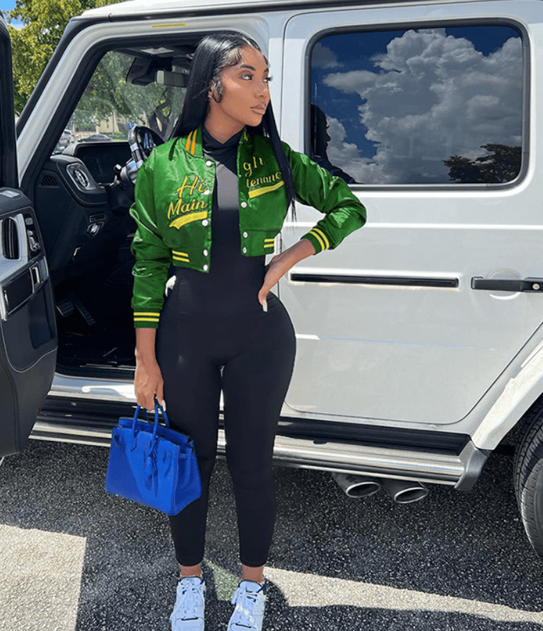 L / green Liu Ming Hot Selling Fashion Winter Women Casual Letter Embroidery Baseball Bomber Jacket Coat