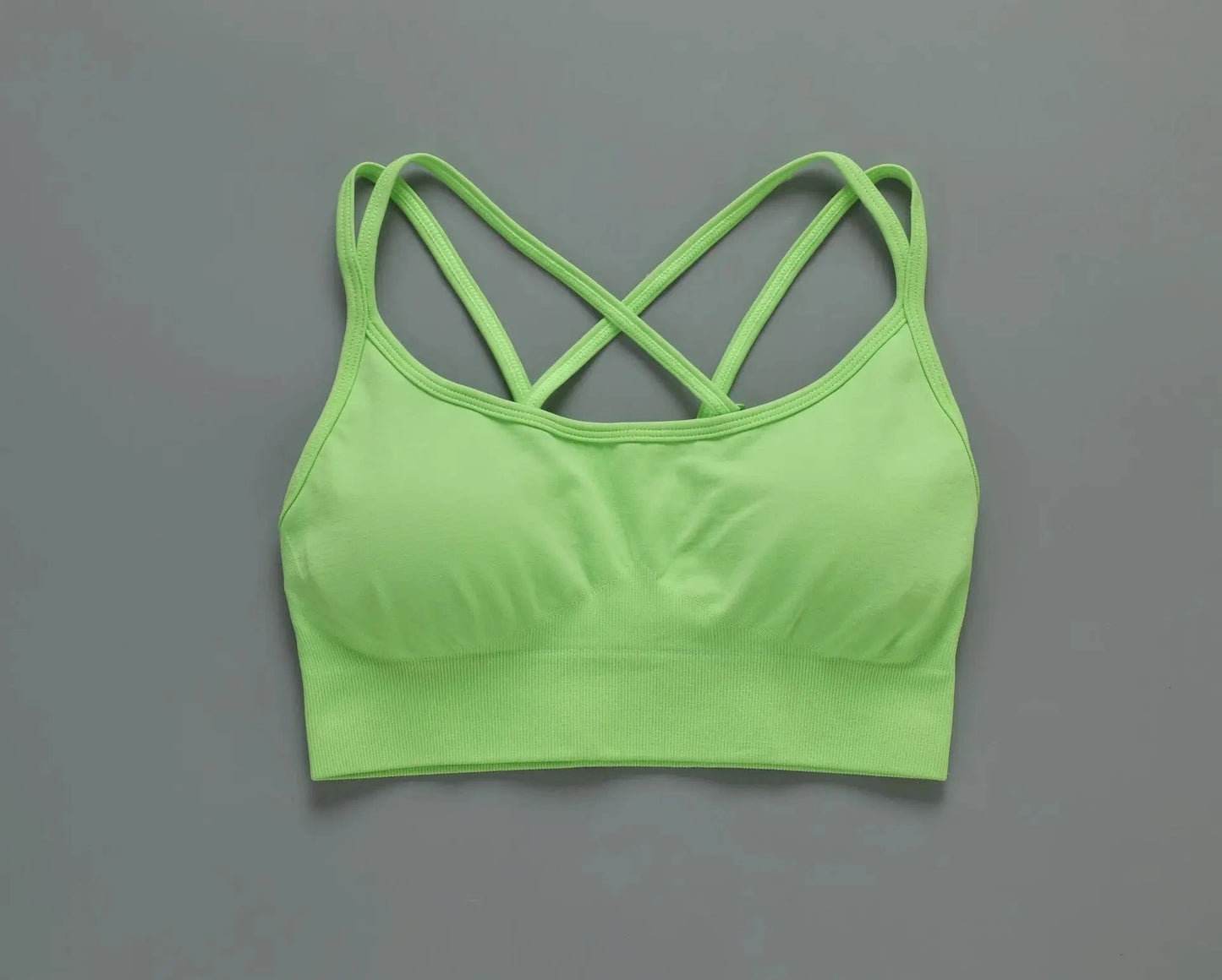 L / green strap bra INS Hot Custom Spaghetti Halter Bra Tight Scrunch Legging Gym Fitness Workout Set Active Yoga Seamless Women Sets