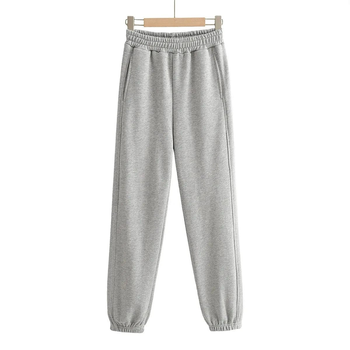 L / Grey High Quality Custom Cotton Fleece Ladies Sweatpants Two Pieces Waist Joggers Long Running Pants Joggers Women