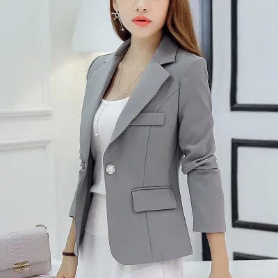 L / grey RRR96 New Long-sleeved Slim Women Blazers And Jackets Small Women Suit Korean Version (pink/Blue/green/blue) Ladies Blazer