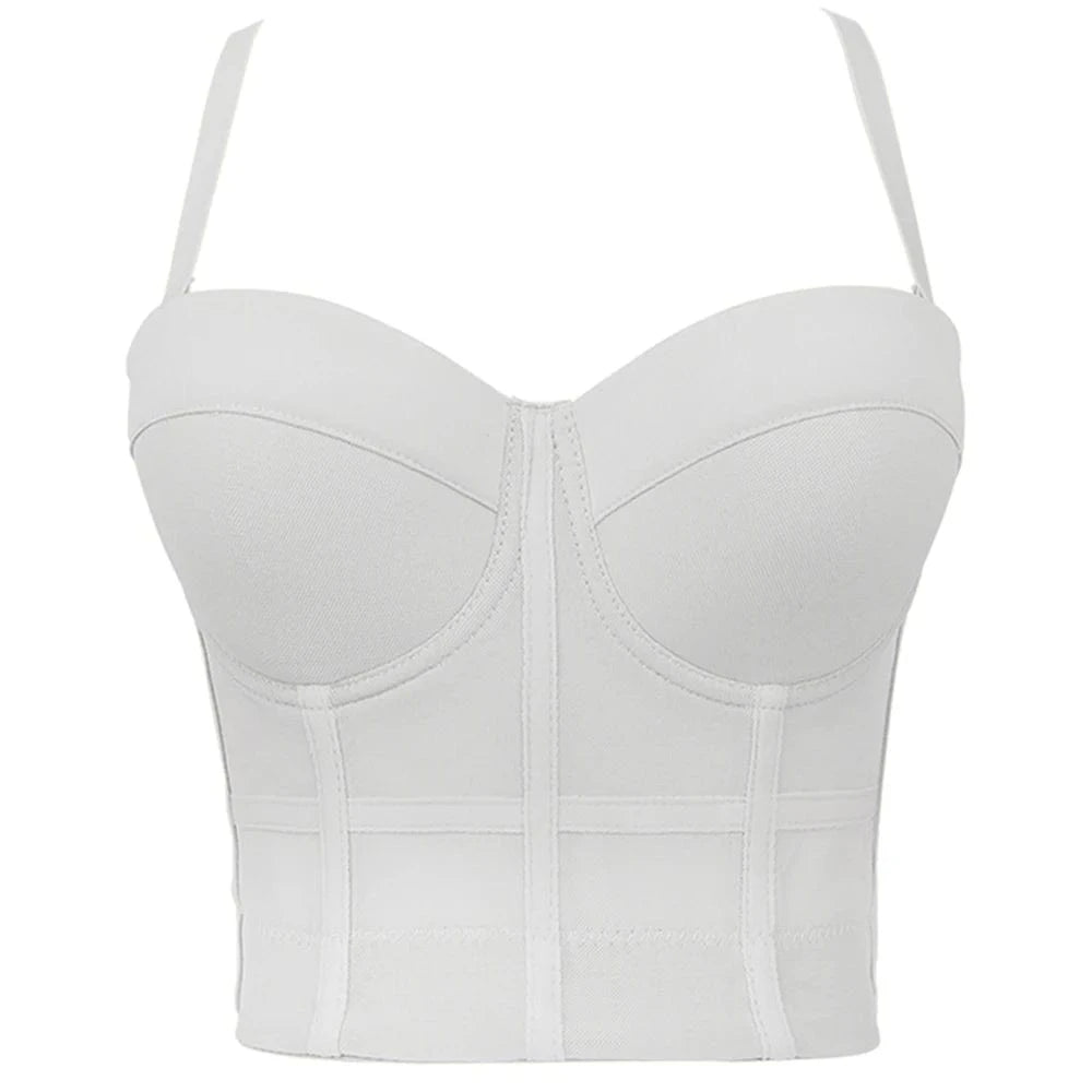 L / ivory Manufacturer spot elastic mesh underwear wear body shaping Yoga Dance corset with chest pad back sling vest