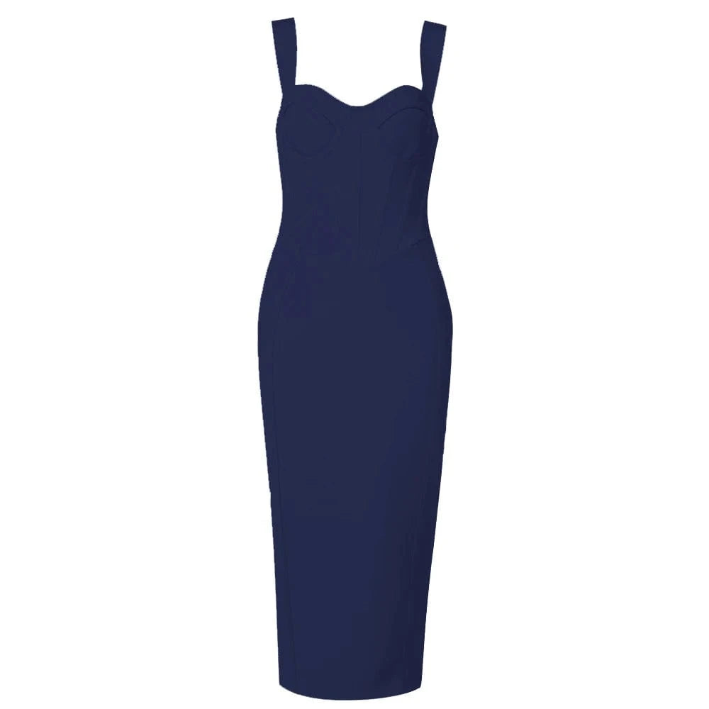 L / Navy Blue DH7973 Wholesale Bandage Dress Spaghetti Strap High Quality Daily Woman Vestidos Split Elegant Party New Summer Evening Dresses