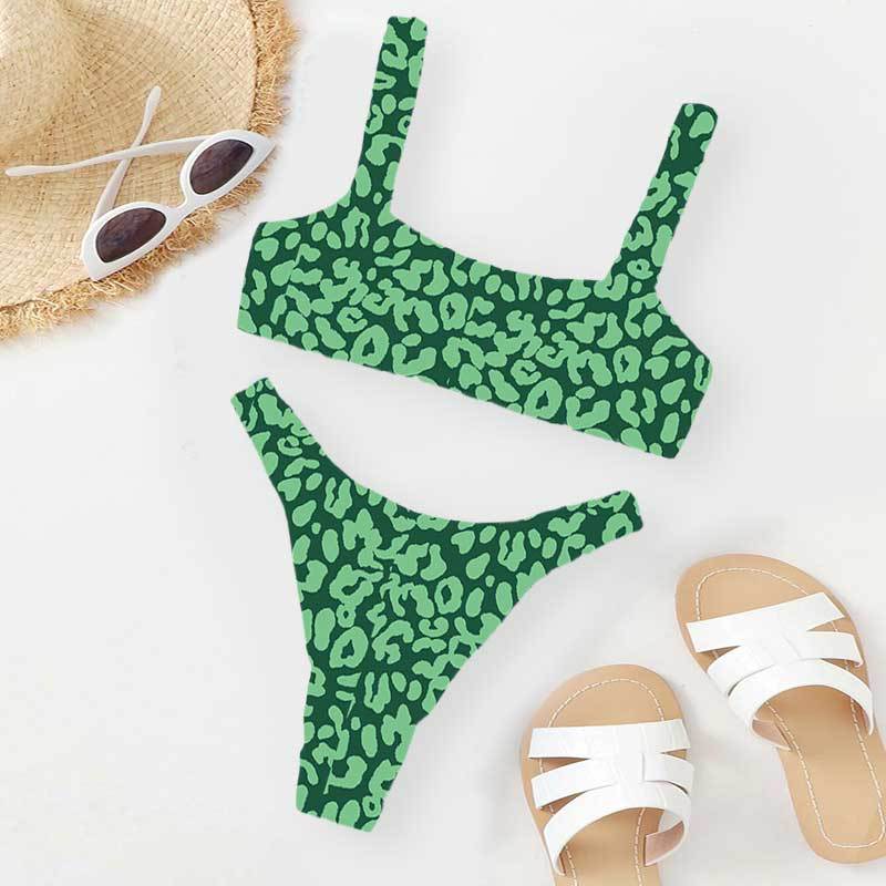 L / NO.10 OOTN Female Cut Out Bathing Suit Swimwear 2023 Women Orange Leopard Push Up Padded Thong Swimsuit Sexy Micro Bikini