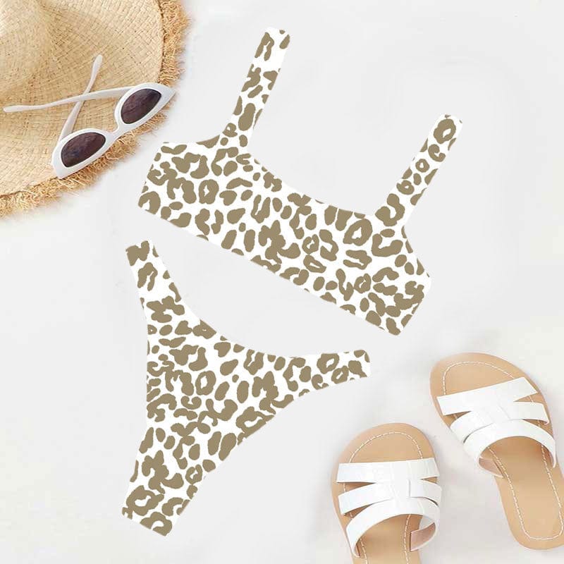 L / NO.22 OOTN Female Cut Out Bathing Suit Swimwear 2023 Women Orange Leopard Push Up Padded Thong Swimsuit Sexy Micro Bikini