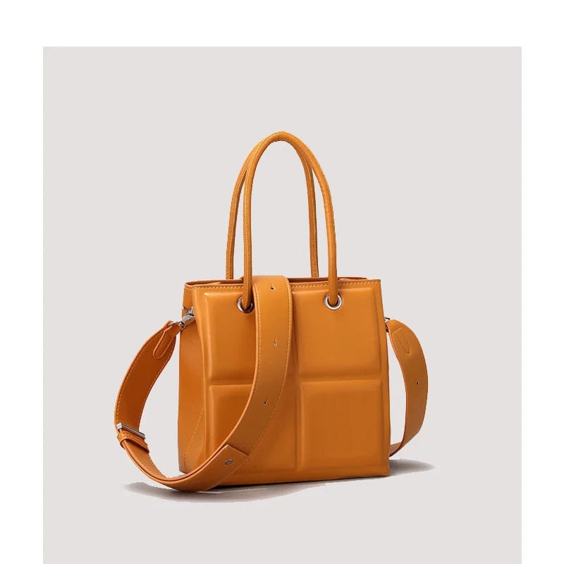 L / orange New made Korea wholesale handbags pu leather black wide tote bags custom orange handbag