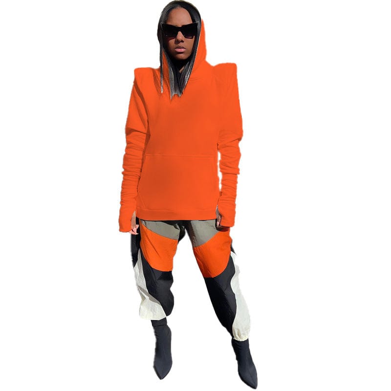 L / Orange Y2K Women Hoodies Streetwear Simple Hoodie  Solid  Casual Sweater Women Clothing Winter Long Sweater with Pocket