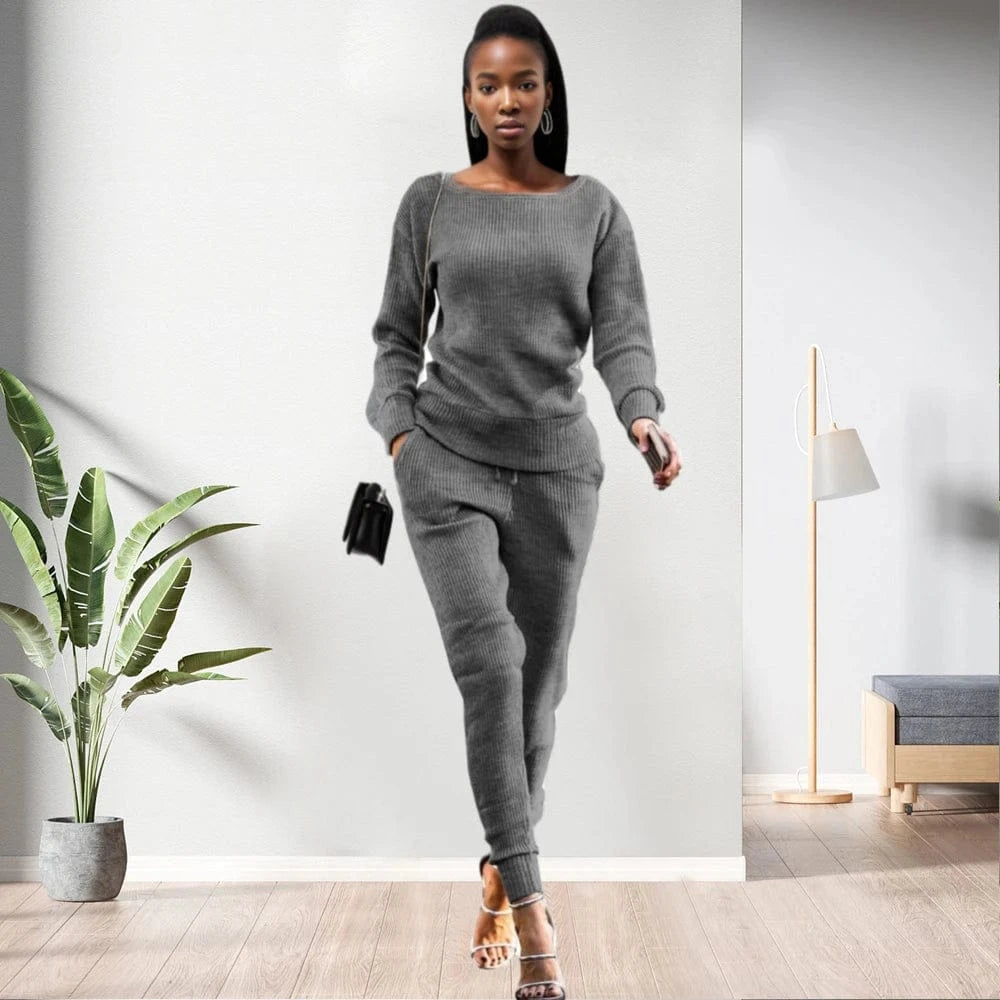 L / pic 7 90905-MX61 autumn new arrival 12 colors two piece knitted jumpsuit woman