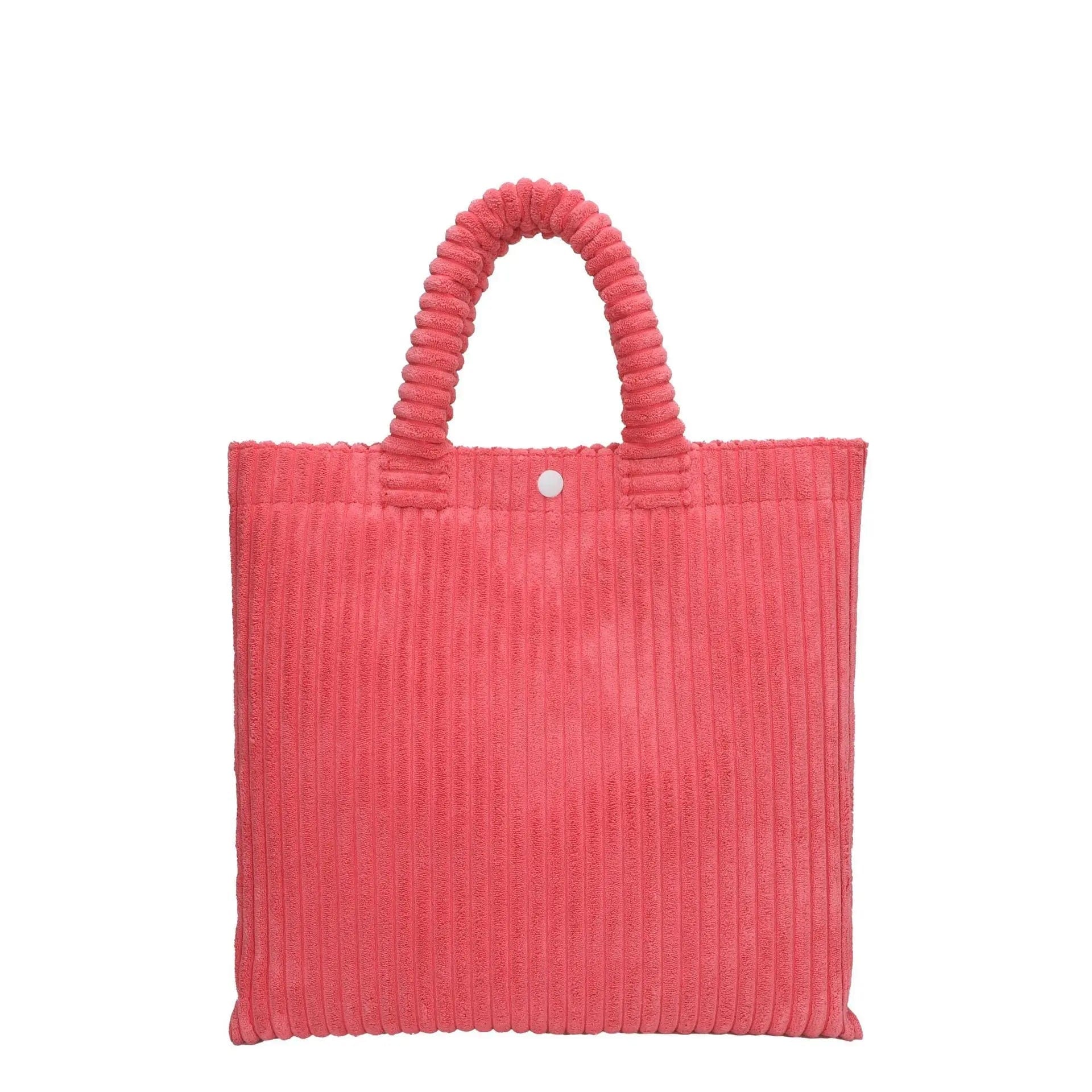 L / Pink Ins Fashion Winter Purses and Handbags Luxury Women Corduroy Tote Bags Women Handbags Ladies