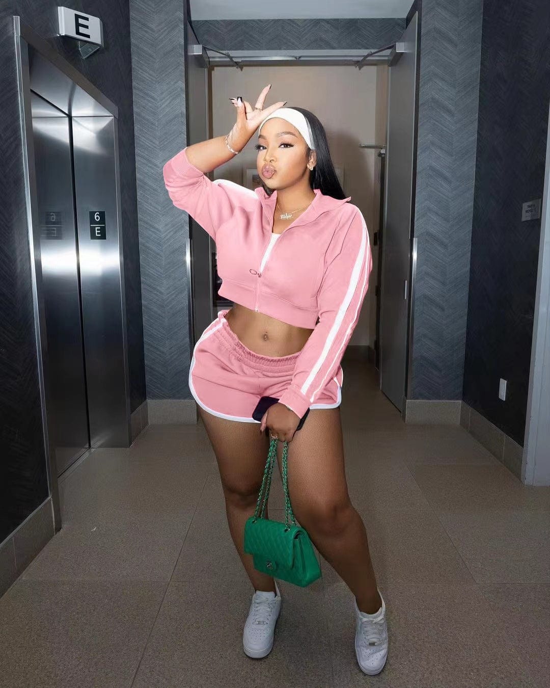 L / Pink J&H 2023 new trendy Hooded fleece zipper clothing 2 piece set women New York Met sexy casual fall outfits