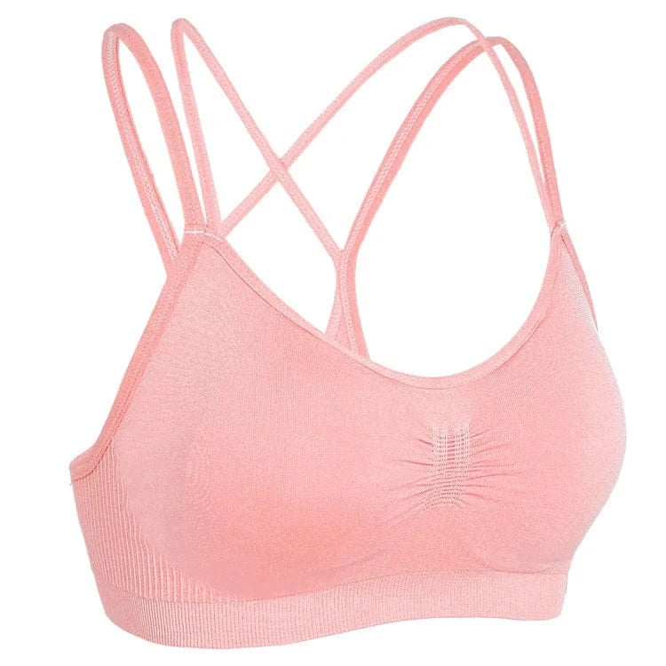 L / Pink Large Size Seamless Wireless Stretch Sujetador Deportivo Running Gym Fitness Yoga Bra High Impact Sports Bras For Womens