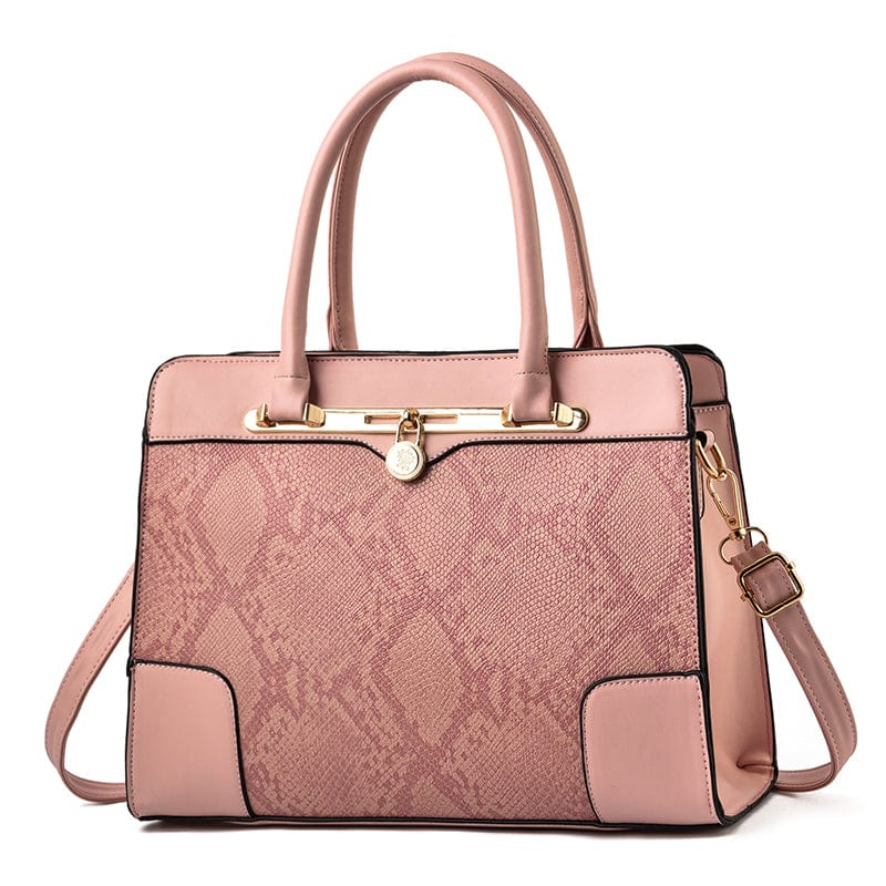 L / Pink Simple snake pattern design of women's bags crossbody bags large capacity shoulder crossbody handbag