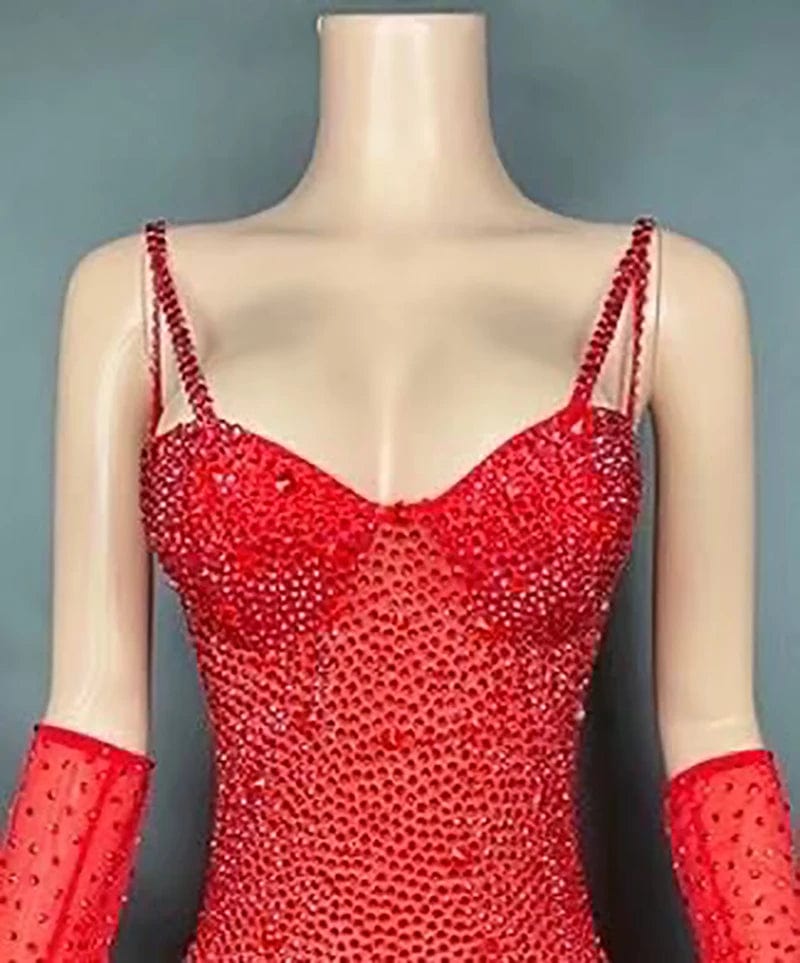 L / Red NOVANCE Y1738-N women dress wholesale women's jumpsuit with rhinestones sexy short jumpsuits for party for club