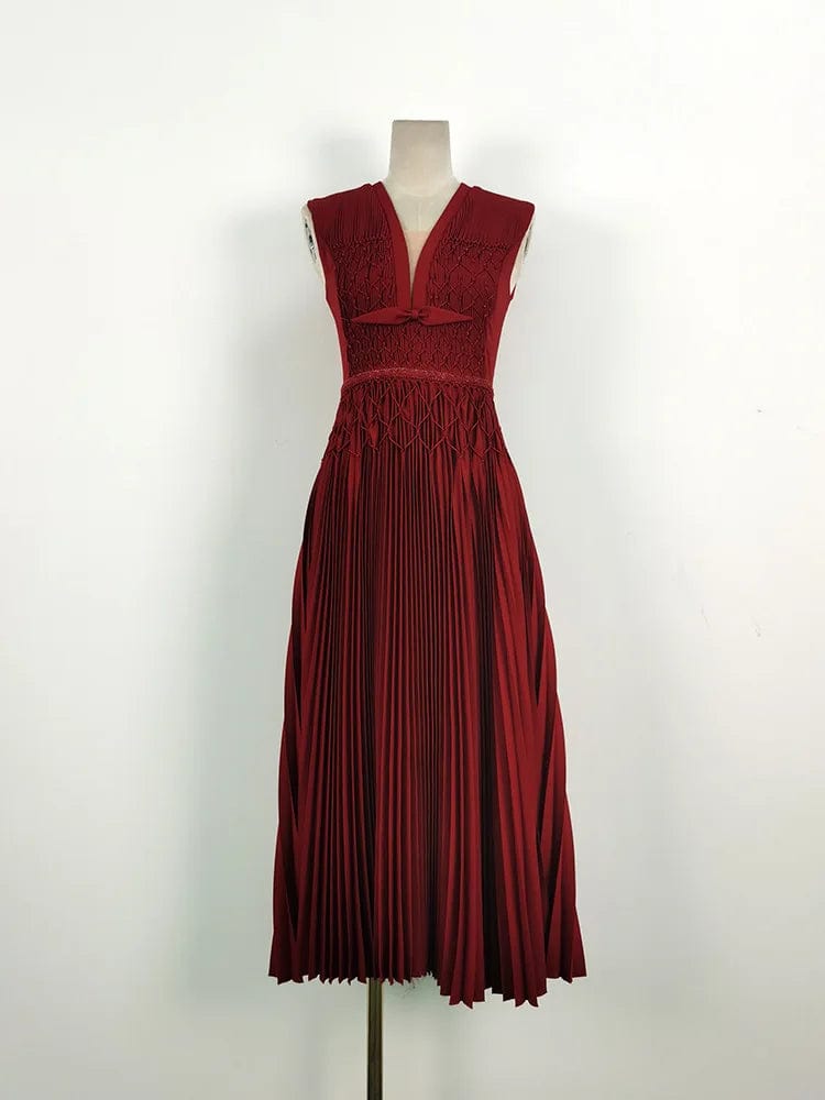 L / Red OUDINA French Lady Style Black Elegant Diamond Chain Knitted Bodycon Dress Dinner Long Dresses For Women