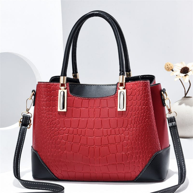 L / Red trend luxury party stone pattern design elegant style women's shoulder bag large capacity high quality cheap handbags