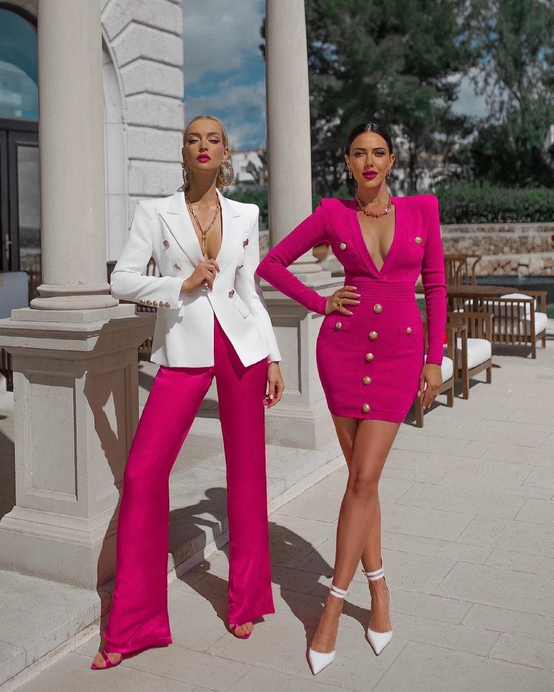 L / Rose Madder White Women Bandage Deep V-Neck Buttons Mini Dresses Office Long Sleeve Evening Party Clothing