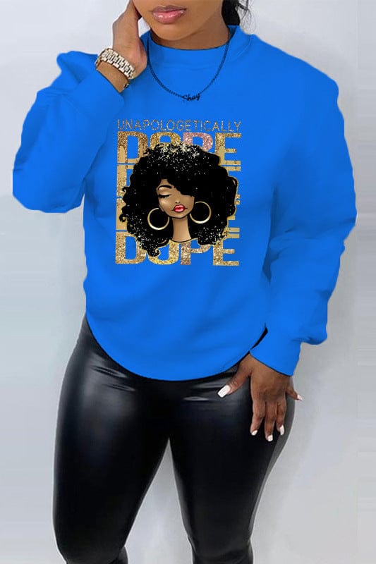 L / royal blue High quality drop shipping Custom Logo Polyester Autumn Casual Sport Gym Cotton Women's Crewneck Sweatshirt