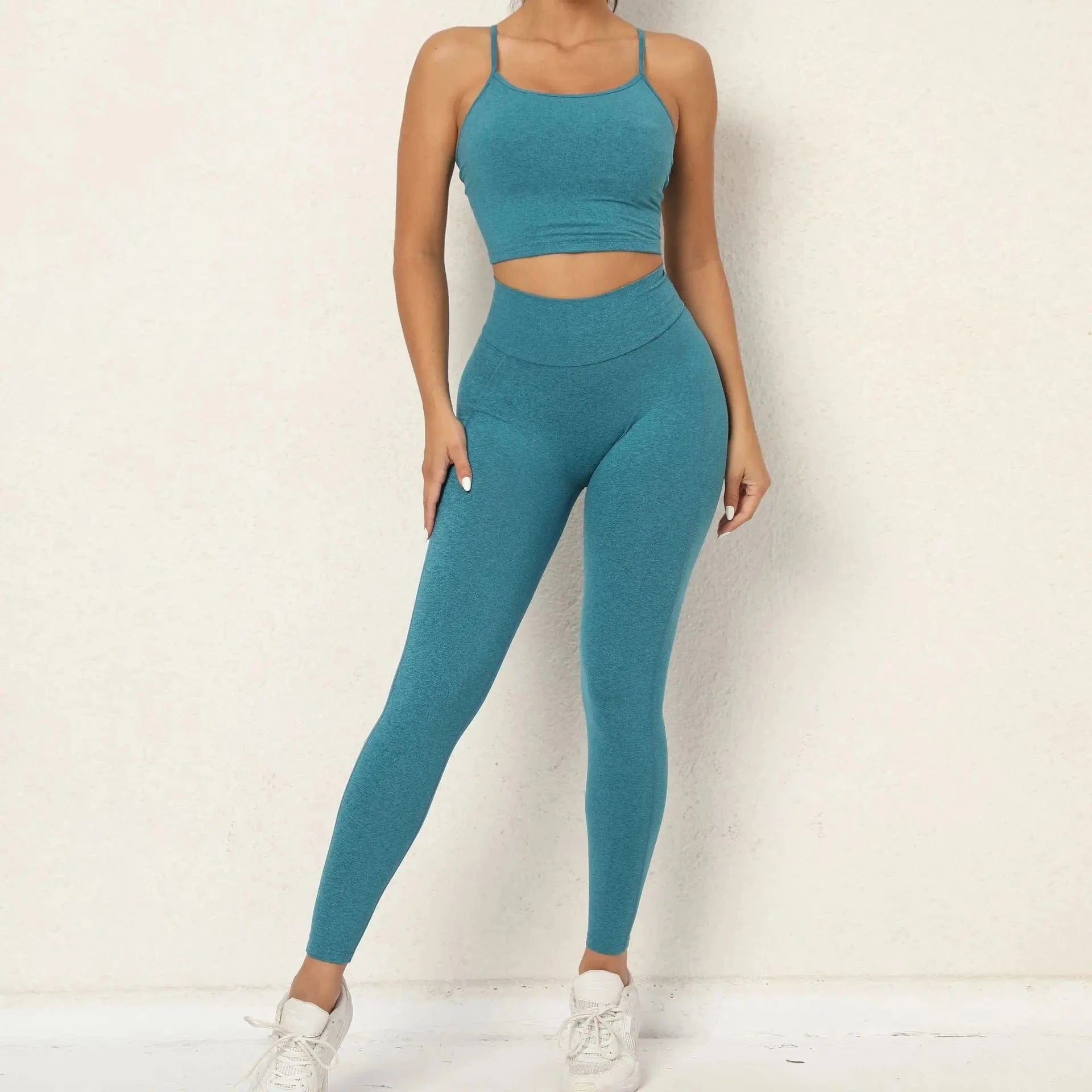 L / Tea set Custom Logo Women two pieces set Sportswear Crop top padded High Waist Leggings Suit Active Wear Athletic Gym Fitness Yoga Sets