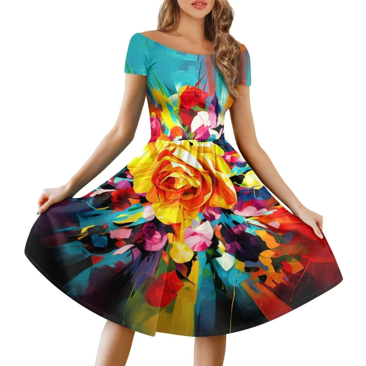 L / VBFA4349 Simple Custom African Printing Women's Floral Summer Midi Dress Vintage Evening Dresses Women Lady Elegant Party Luxurious 2023