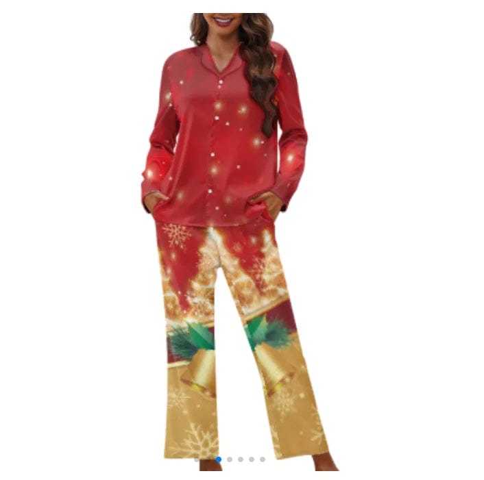 L / VBFJ1609 Fancy Christmas Pyjamas Set Print Long Sleeve Top And Long Pants Loungewear Family Matching Christmas Pajamas Family Sleepwear