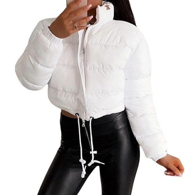 L / White Fall Winter Clothes for Women  2023 Luxury Warm Puffer Jacket Cropped Coat y2k Hot Padding Short Down Coat New crop top jacket