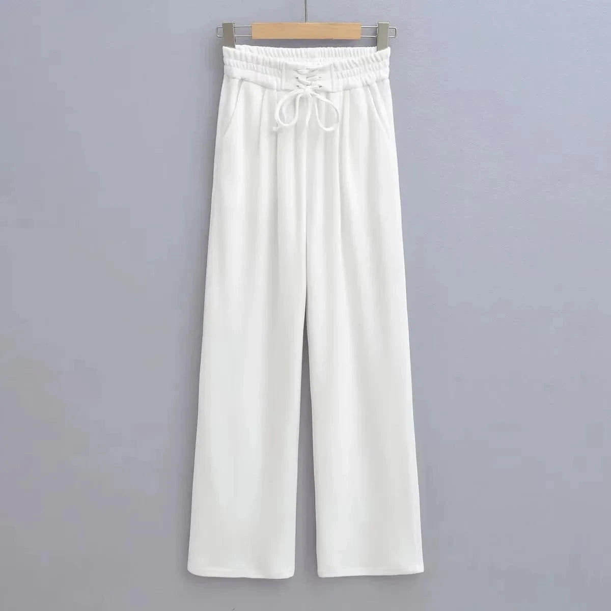 L / White High Quality Loose Ladies Sweatpants Shoe Loop Waistband Sport Long Running Pants Female Trousers Women Joggers Pants