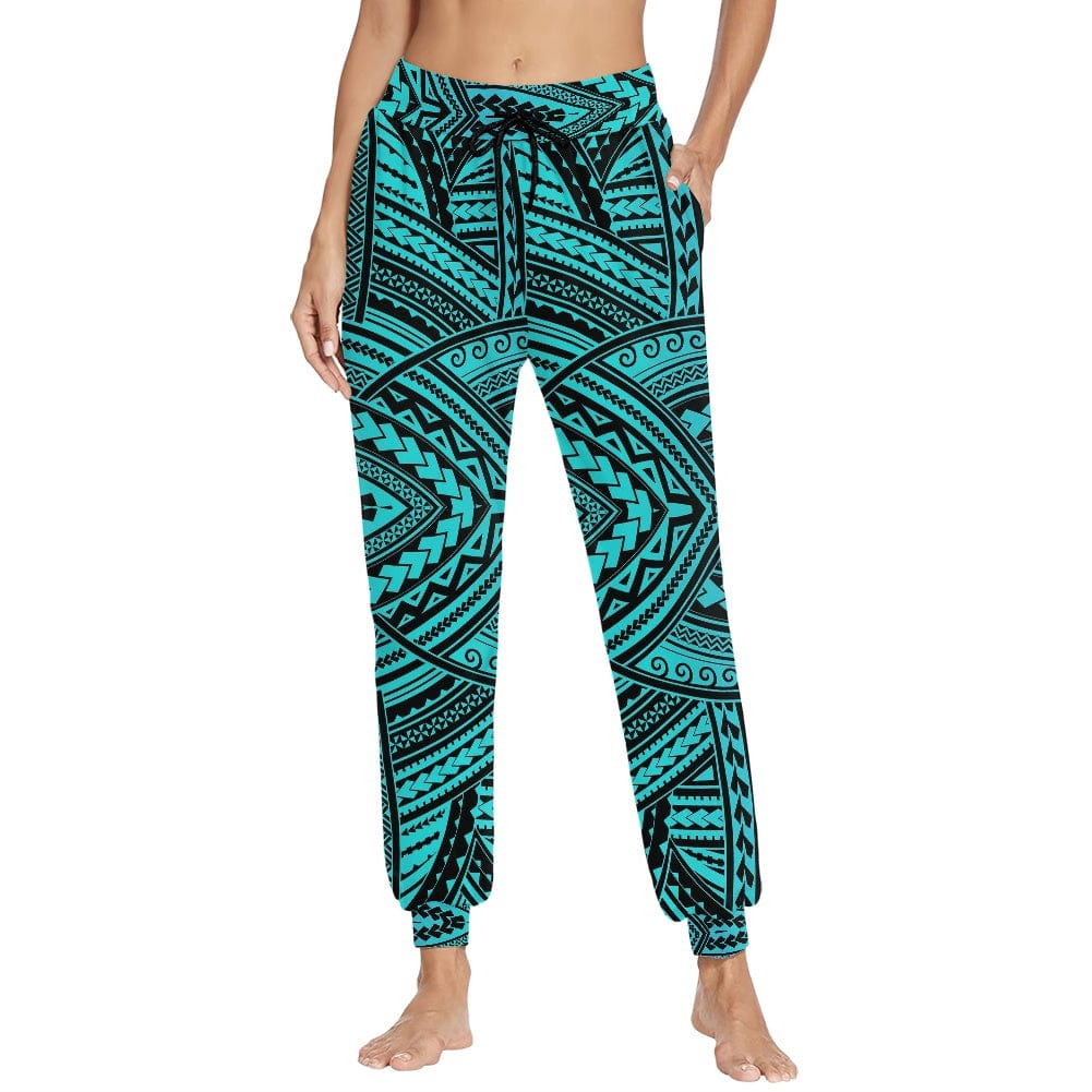 L / XMGW081F90 Womens Yoga Pants Trousers Sports Fitness Custom Red Polynesian Samoan Tribal Design Casual Tracksuit Girls Sweatpants Pockets
