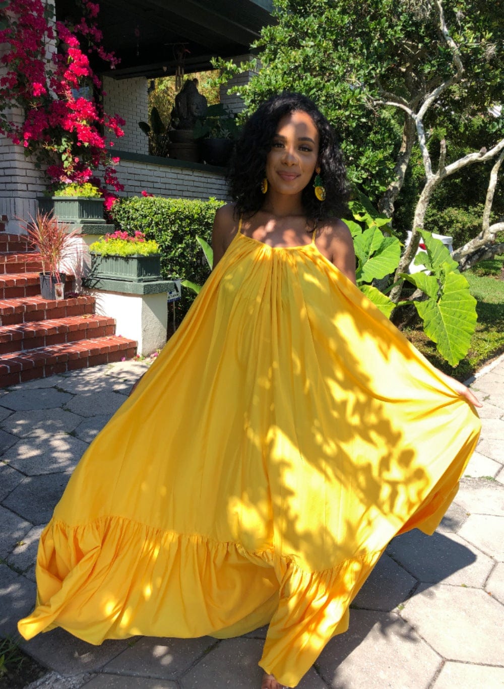 L / Yellow Clothing Vendors Fashioning Summer Sleeveless  Color Non-sliping Dress Plus Size Dress Skirts