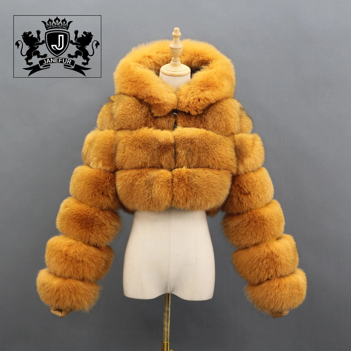 L / Yellow fur coat Quick Shipping deep hood fox fur zipper women winter real fur coat wholesale