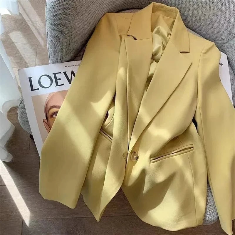 L / Yellow New advanced Elegant suit Spot wholesale Korean Solid color Popular suit Fashionable Women's suit