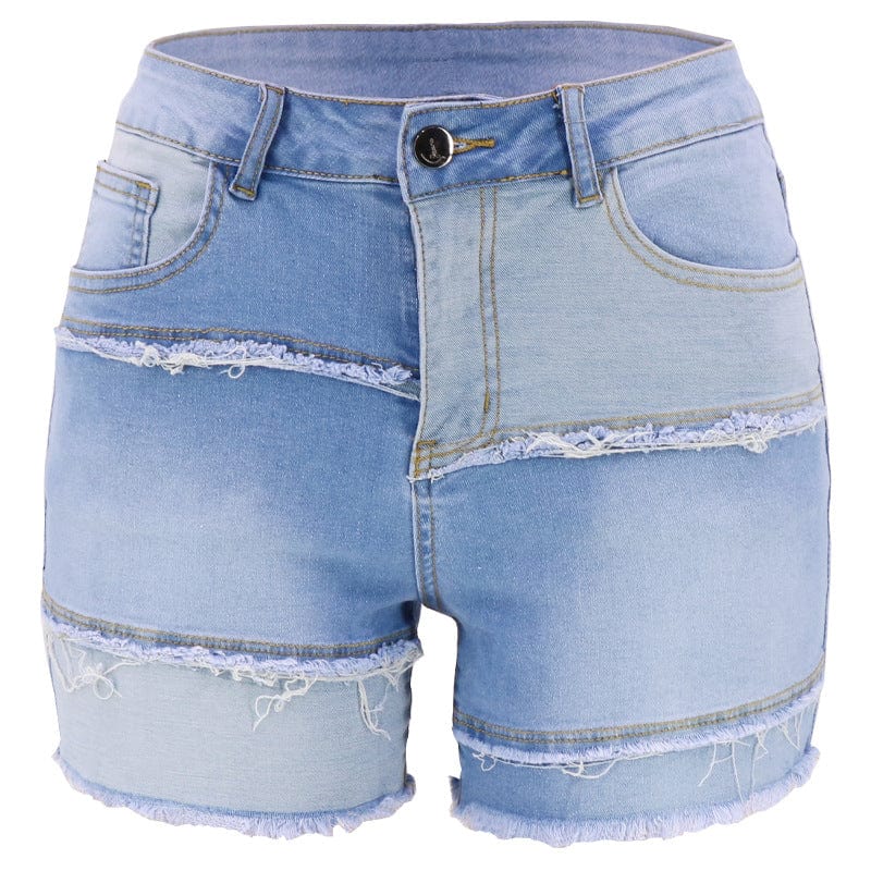 L / YP- DK039 AIPA Drop Shipping 2022 Patchwork Denim Shorts Women Jeans High Waist Denim Shorts