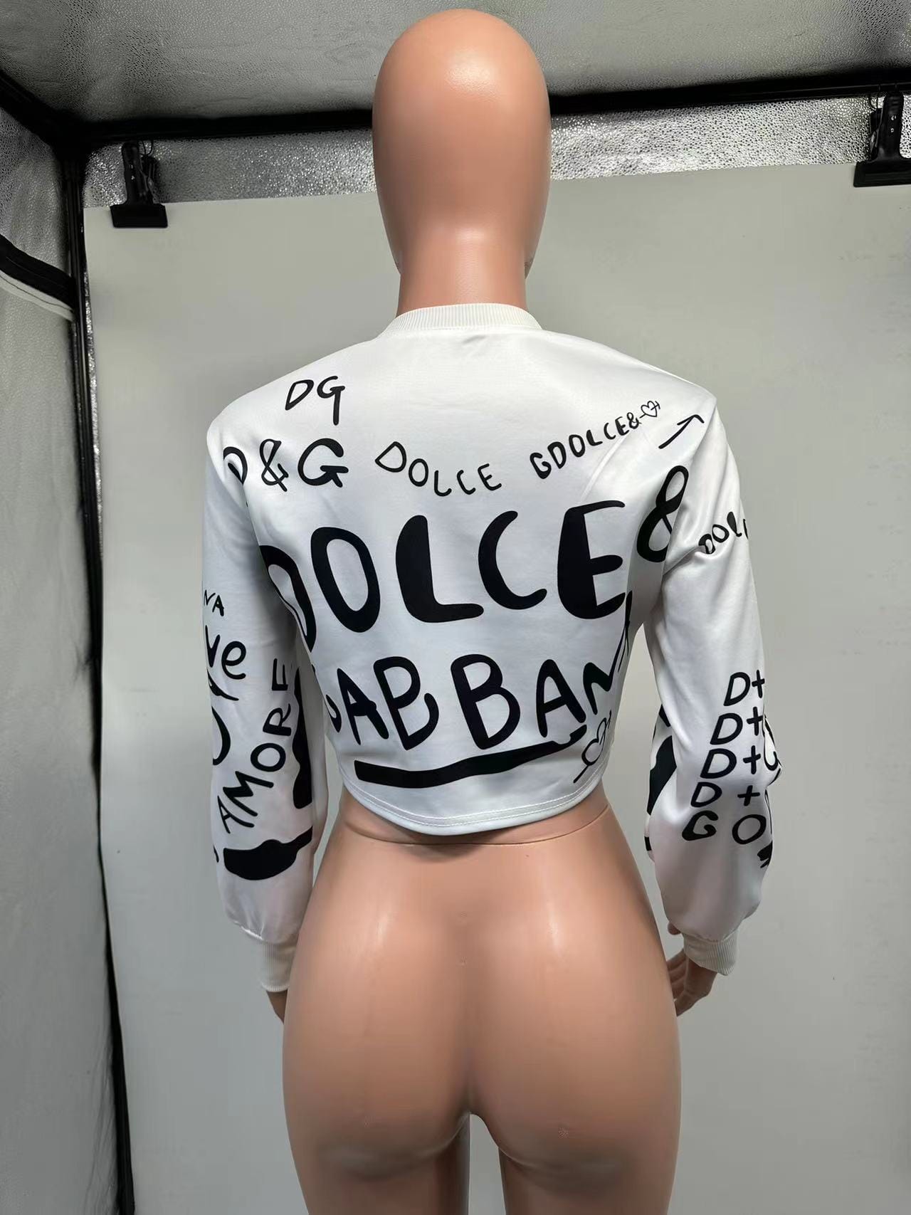 L049 2023 New Arrivals Trend Long Sleeve Letter Print Blouses Crop T Shirts For Women